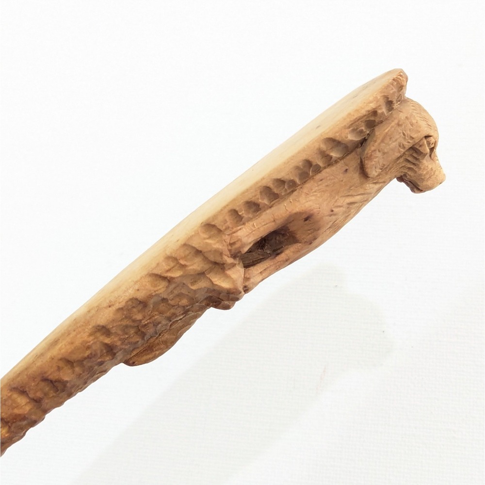 Vtg Carved Wood Spoon Hunting Dog Spaniel Folk Art Lodge Cabin Rustic Decor - Picture 16 of 16